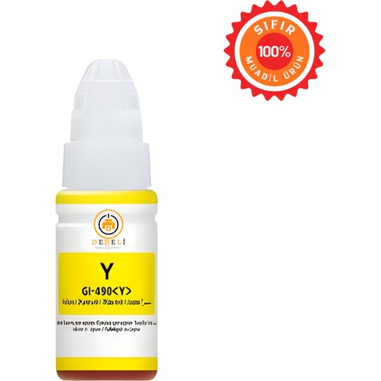 Drl Canon GI-490 Y Uyumlu Muadil Sarı Mürekkep - 70ML Dye - G2411 G3411 G2400 G3400 G4411 Için Parlak Sonuçlar
