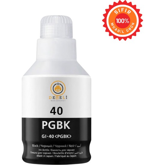 Drl Canon Uyumlu Gı-40 Pgbk Siyah Mürekkep - 170ML Pigment - G5040 G6040 G7040 GM2040 Serileri Için Lazer Kalitesinde Baskı