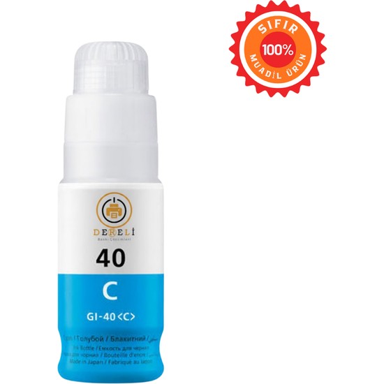 Drl Canon Uyumlu Gı-40 C Cyan (Mavi) Mürekkep - 70ML Dye - G5040 G6040 G7040 G3430 Serileri Için Profesyonel Fotoğraf Kalitesi